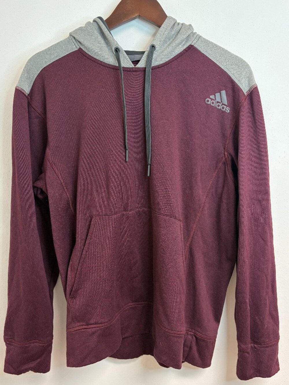 Adidas Hoodie Red Burgundy and Gray Climawarm Ultimate Medium Long Sleeve Hooded